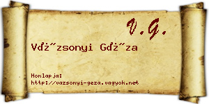 Vázsonyi Géza névjegykártya